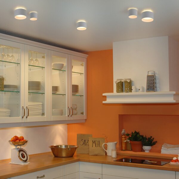 Näve LED σποτ οροφής Trimes, Ø 11,5 cm, λευκό, CCT, step-dim, ρυθμιζόμενος, Λευκό, Σαλόνι / τραπεζαρία, Πλαστικό