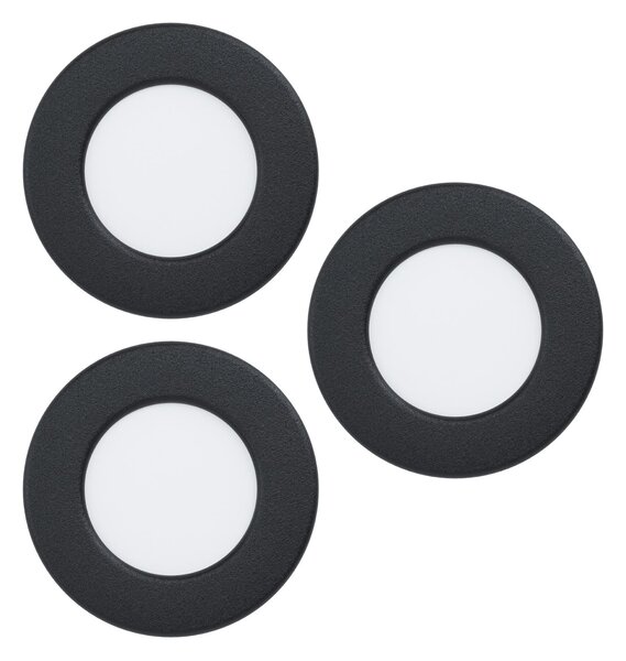 EGLO connect LED φωτιστικό ενσωματωμένο Fueva 6-Z, μαύρο, σετ 3 τεμαχίων, ρυθμιζόμενος, Μαύρο, Σαλόνι / τραπεζαρία, Πλαστικό, σύγχρονο