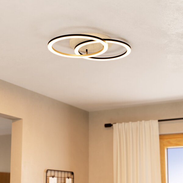 EGLO connect Έξυπνη λάμπα οροφής LED Lomaltas-Z, 58cm, 4400lm, ρυθμιζόμενος, Μαύρο, Σαλόνι / τραπεζαρία, Μέταλλο, σύγχρονο