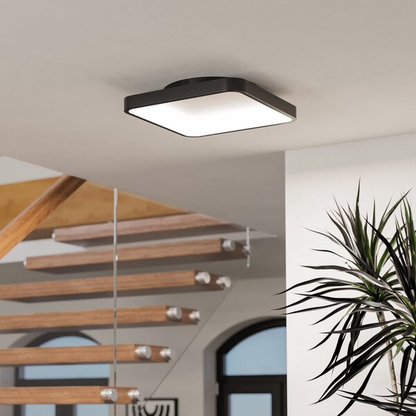 EGLO connect Έξυπνη λάμπα οροφής LED Loretello-Z, γωνιακή, μαύρη, ρυθμιζόμενος, Μαύρο, Σαλόνι / τραπεζαρία, Μέταλλο, σύγχρονο