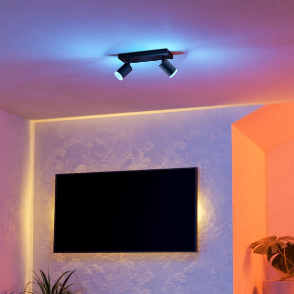 EGLO connect Έξυπνος LED Spot Melitello-Z, 2-φωτεινός, μαύρος, ρυθμιζόμενος, Μαύρο, Σαλόνι / τραπεζαρία, Αλουμίνιο, σύγχρονο
