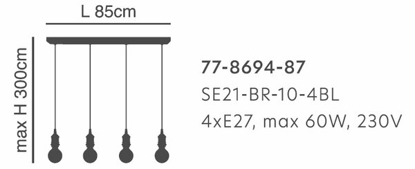 Φωτιστικό Οροφής Πολύφωτο Homelighting Magnum 77-8694 Bronze