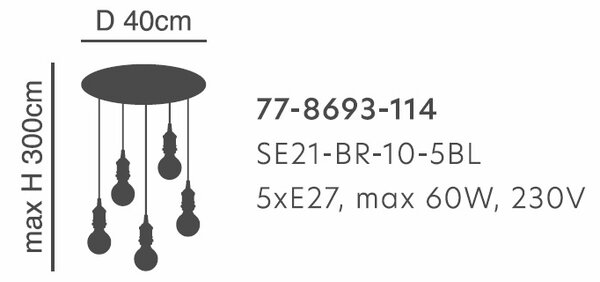 Φωτιστικό Οροφής Πολύφωτο Homelighting Magnum 77-8693 Bronze