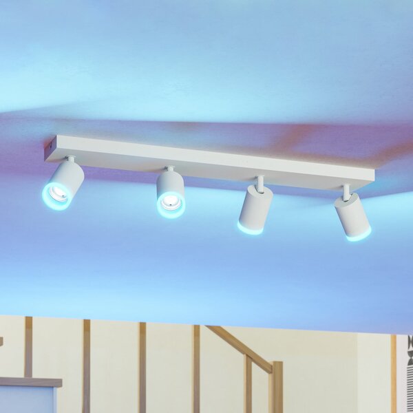 EGLO connect Έξυπνος LED Spot Melitello-Z, 4-φωτεινός, λευκός, ρυθμιζόμενος, Λευκό, Σαλόνι / τραπεζαρία, Αλουμίνιο, σύγχρονο