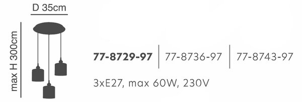 Φωτιστικό Οροφής Τρίφωτο Homelighting 77-8729 Bronze/White