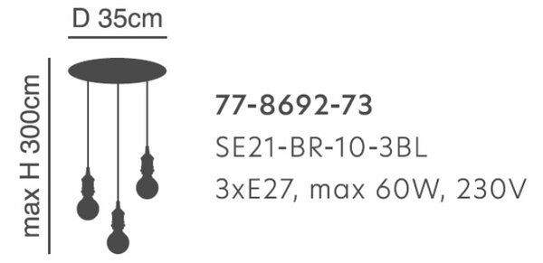 Φωτιστικό Οροφής Τρίφωτο Homelighting Magnum 77-8692 Bronze