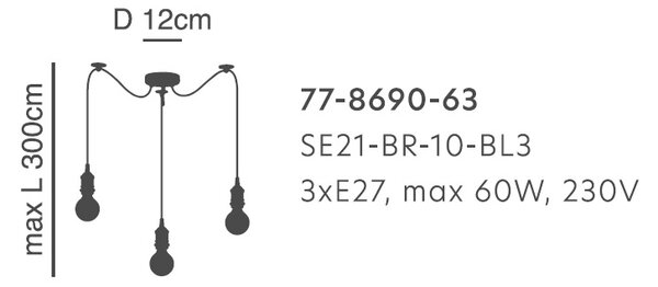 Φωτιστικό Οροφής Τρίφωτο Homelighting Magnum 77-8690 Bronze