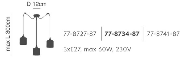 Φωτιστικό Οροφής Τρίφωτο Homelighting 77-8734 Bronze/Grey