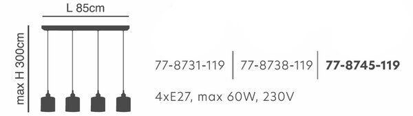 Φωτιστικό Οροφής Πολύφωτο Homelighting 77-8731 Bronze/White