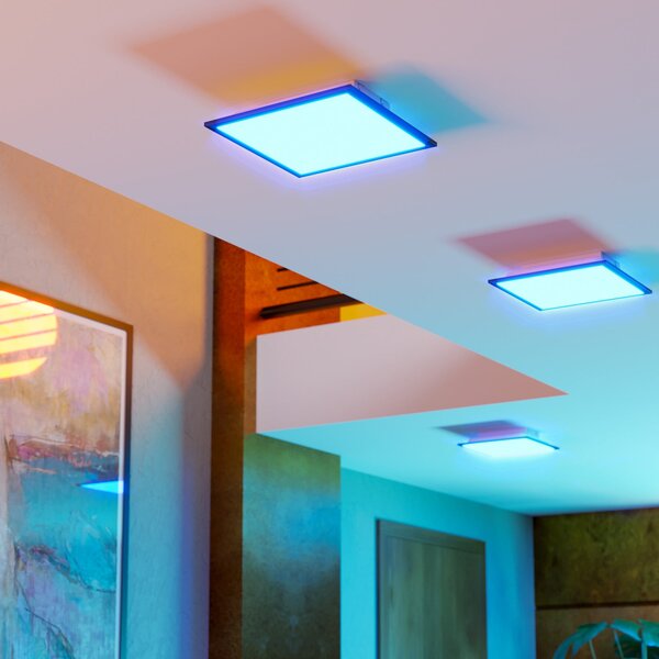 EGLO connect LED φωτιστικό οροφής Moradillo-Z, μαύρο, 29cm, ρυθμιζόμενος, Μαύρο, Σαλόνι / τραπεζαρία, Μέταλλο, σύγχρονο