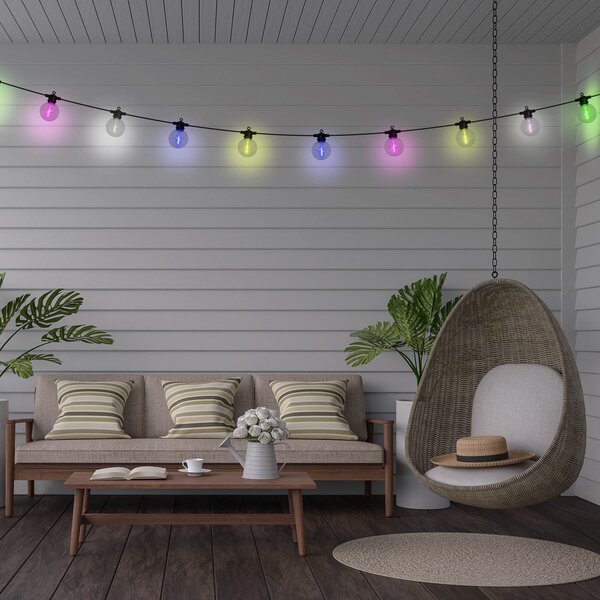 Näve Φωτιστική αλυσίδα LED με ηλιακή τροφοδοσία CADENA, RGB, μαύρη, 10 λαμπτήρες, 5 m, ρυθμιζόμενος, Μαύρο, Πλαστικό, Νεανική διαβίωση