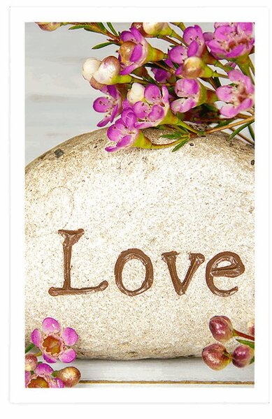 Αφίσα με επιγραφή σε πέτρα Love