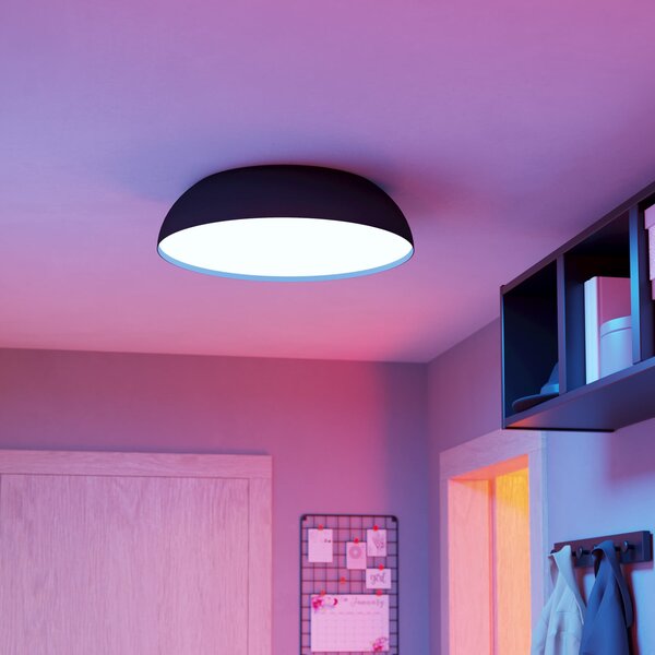 EGLO connect Έξυπνο φωτιστικό οροφής LED Tollos-Z, Ø 55 cm, ρυθμιζόμενος, Μαύρο, Σαλόνι / τραπεζαρία, Αλουμίνιο, σύγχρονο