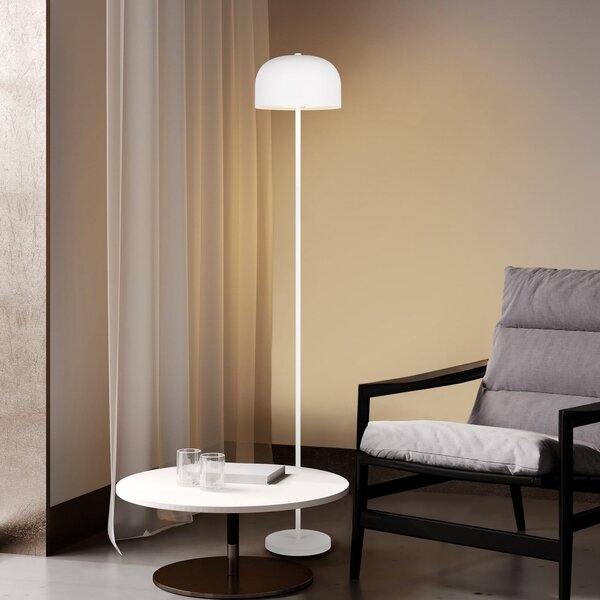 Reality Leuchten LED φορητό φωτιστικό Jeff, λευκό, μέταλλο, ύψος 147 cm, ρυθμιζόμενος, Λευκό, υπνοδωμάτιο, Μέταλλο