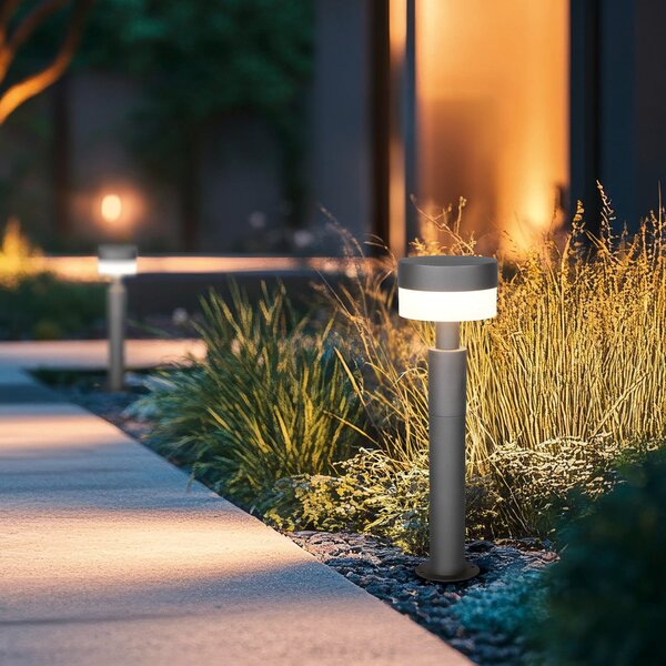 Trio Lighting LED-Sockelleuchte Mackenzie, ύψος 50 cm, ανθρακί, χυτοσίδηρος, Γκρι, Αλουμίνιο, σύγχρονο