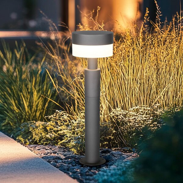 Trio Lighting LED-Sockelleuchte Mackenzie, ύψος 50 cm, ανθρακί, χυτοσίδηρος, Γκρι, Αλουμίνιο, σύγχρονο