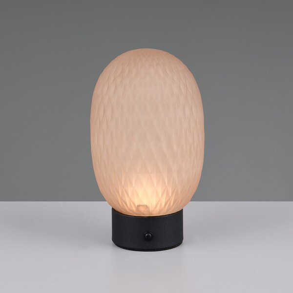 Trio Lighting LED-Akku-Τραπεζοκαθιστικό Φωτιστικό Facette, κεχριμπαρένιο, USB, γυαλί, ρυθμιζόμενος, Καφέ / Σκουριάς, Σαλόνι / τραπεζαρία, Γυαλί