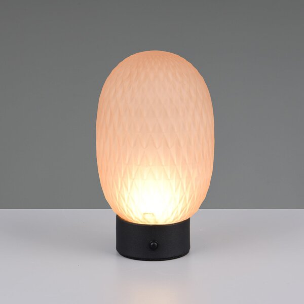Trio Lighting LED-Akku-Τραπεζοκαθιστικό Φωτιστικό Facette, κεχριμπαρένιο, USB, γυαλί, ρυθμιζόμενος, Καφέ / Σκουριάς, Σαλόνι / τραπεζαρία, Γυαλί