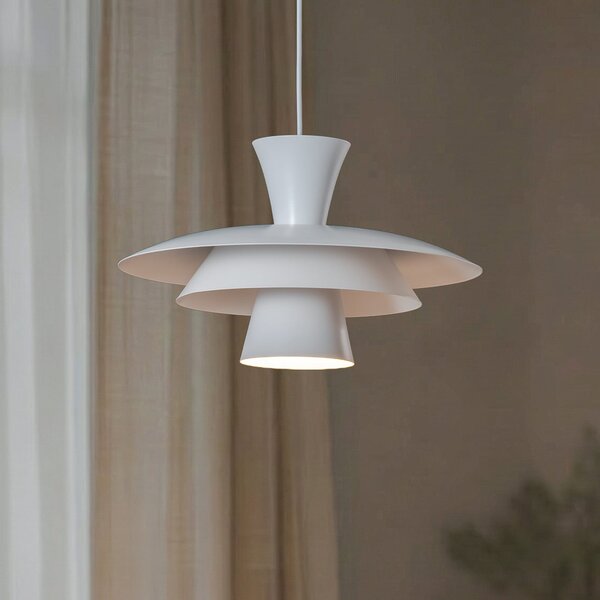 Luminex Κρεμαστό φωτιστικό Plato, λευκό, μέταλλο, Ø 38 cm, E27, ρυθμιζόμενος, Λευκό, Σαλόνι / τραπεζαρία, Μέταλλο, σύγχρονο