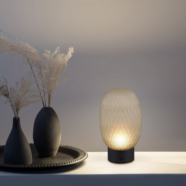 Trio Lighting LED-Akku-Τραπεζοκαθιστικό, πράσινο, USB, γυαλί,, ρυθμιζόμενος, Πράσινο, Σαλόνι / τραπεζαρία, Γυαλί