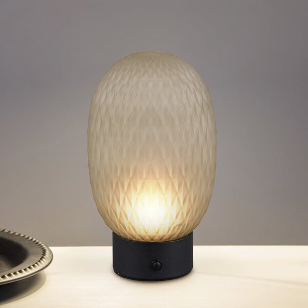 Trio Lighting LED-Akku-Τραπεζοκαθιστικό, πράσινο, USB, γυαλί,, ρυθμιζόμενος, Πράσινο, Σαλόνι / τραπεζαρία, Γυαλί