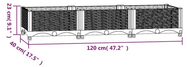 Ζαρντινιέρα 120 x 40 x 23 εκ. από Πολυπροπυλένιο - Γκρι