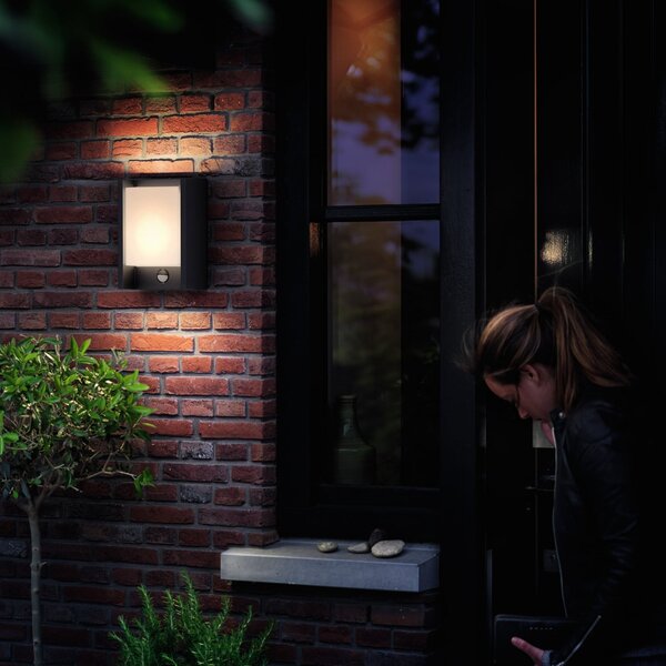 Philips LED απλίκι τοίχου Arbour UE, σετ 2 τεμαχίων, αισθητήρας, 2.700 K, Μαύρο, Αλουμίνιο, σύγχρονο