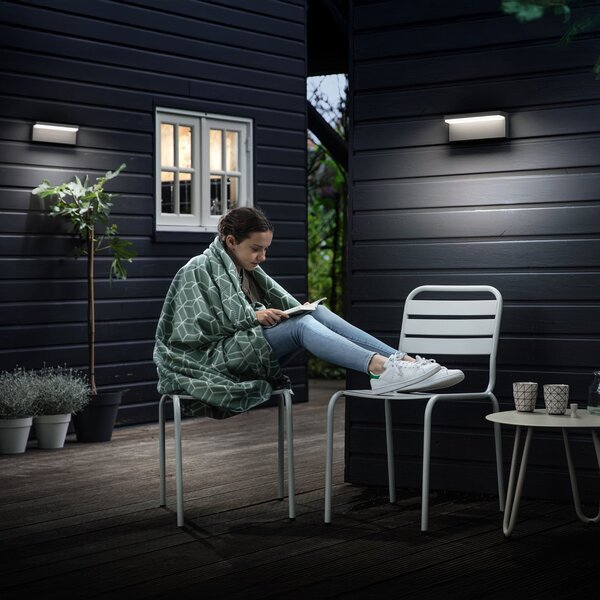 Philips LED φωτιστικό εξωτερικού χώρου Bustan UE, σετ 2 τεμαχίων, 2.700 K, Μαύρο, Αλουμίνιο, σύγχρονο, Γωνιακός τοίχος