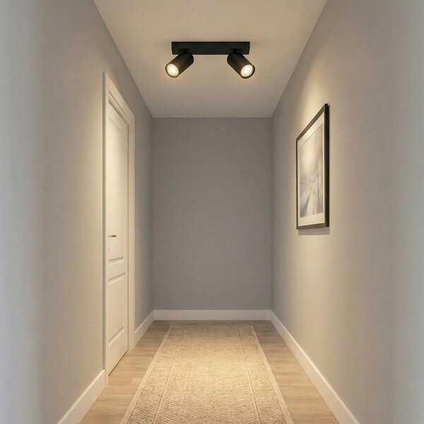 OSRAM Προβολέας οροφής OCTAGON μαύρος 2-φωτιστικό GU10-LED 927 dim, ρυθμιζόμενος, Μαύρο, Σαλόνι / τραπεζαρία, Μέταλλο, σύγχρονο