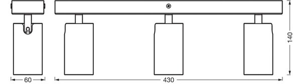 OSRAM Προβολέας οροφής OCTAGON μαύρος 3-φωτιστικό GU10-LED 927 dim, ρυθμιζόμενος, Μαύρο, Σαλόνι / τραπεζαρία, Μέταλλο, σύγχρονο