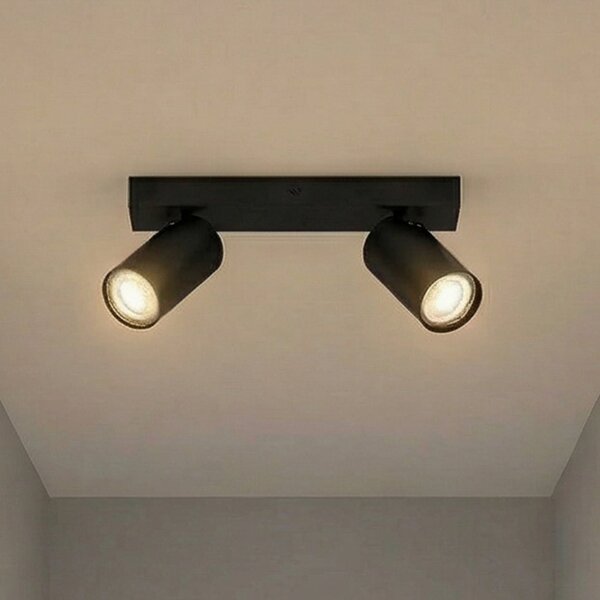 OSRAM Προβολέας οροφής OCTAGON μαύρος 2-φωτιστικό GU10-LED 927 dim, ρυθμιζόμενος, Μαύρο, Σαλόνι / τραπεζαρία, Μέταλλο, σύγχρονο
