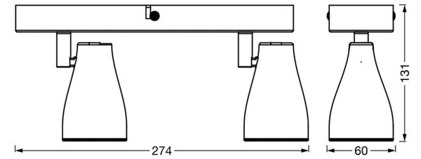 OSRAM Προβολέας οροφής PEAR, λευκός, 2 φλόγες, GU10-LED 2.700 K, Λευκό, Πλαστικό