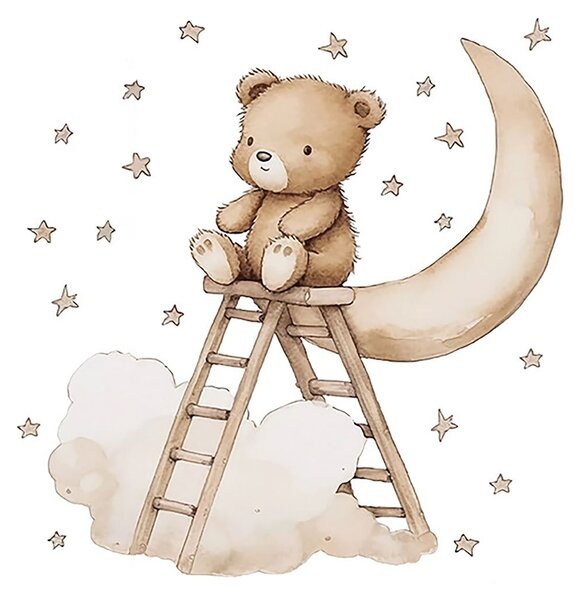 Παιδικά Αυτοκόλλητα Τοίχου Sipo Boho Teddy Bear On A Ladder SIP-WS63047