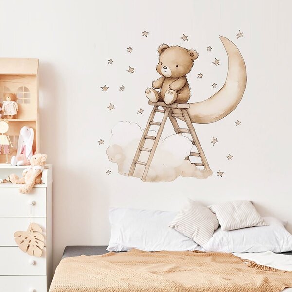 Παιδικά Αυτοκόλλητα Τοίχου Sipo Boho Teddy Bear On A Ladder SIP-WS63047