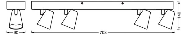 OSRAM LED φωτιστικό οροφής NEPTUNE, CLICK-SELECT, 4 σποτ, λευκό, Λευκό, Σαλόνι / τραπεζαρία, Μέταλλο, σύγχρονο