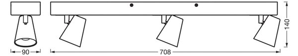 OSRAM LED φωτιστικό οροφής NEPTUNE CLICK-SELECT, 3 σποτ, λευκό, Λευκό, Σαλόνι / τραπεζαρία, Μέταλλο, σύγχρονο