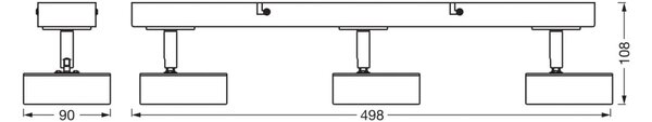 OSRAM LED-Deckenstrahler PLUTO, μαύρο, 3 σποτ, 3.000 K, Μαύρο, Σαλόνι / τραπεζαρία, Μέταλλο