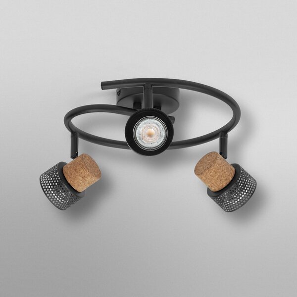 OSRAM Προβολέας οροφής CORK SPIRAL μαύρος 3-Spot GU10-LED 927, ρυθμιζόμενος, Μαύρο, Σαλόνι / τραπεζαρία, Μέταλλο