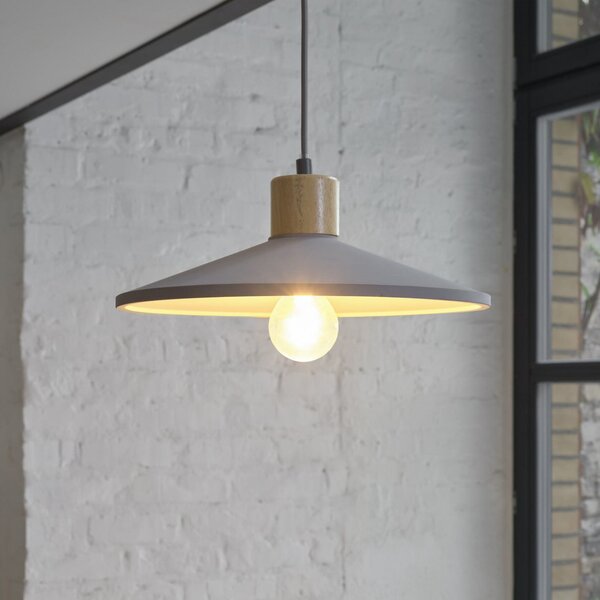 OSRAM Κρεμαστό φωτιστικό CONCRETE WOOD, γκρι, Ø 32 cm, σκυρόδεμα, E27, ρυθμιζόμενος, Γκρι, Σαλόνι / τραπεζαρία, Σκυρόδεμα, Νεανική διαβίωση