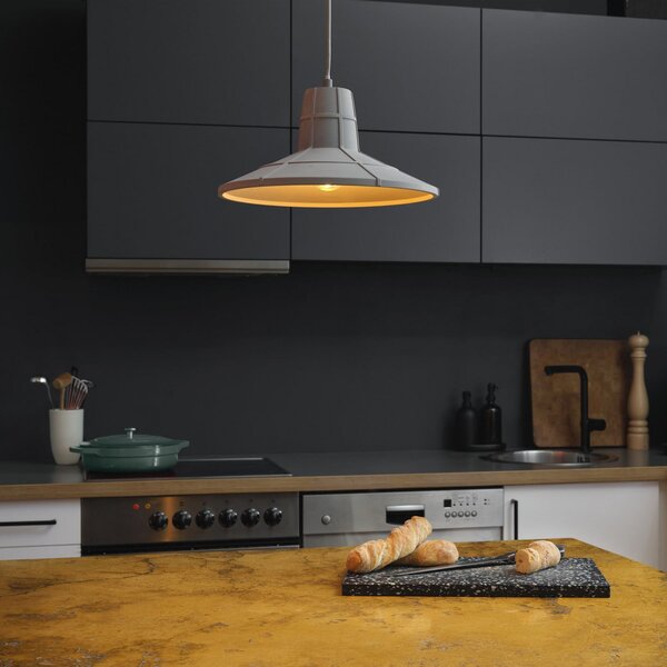 OSRAM Κρεμαστή λάμπα CONCRETE SALA, γκρι, Ø 32 cm, σκυρόδεμα, E27, ρυθμιζόμενος, Γκρι, Σαλόνι / τραπεζαρία, Σκυρόδεμα, Νεανική διαβίωση