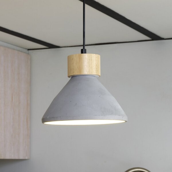 OSRAM Κρεμαστή λάμπα CONCRETE WOOD, γκρι, Ø 22 cm, σκυρόδεμα, E27, ρυθμιζόμενος, Γκρι, Σαλόνι / τραπεζαρία, Σκυρόδεμα, Νεανική διαβίωση