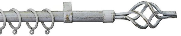 Κουρτινόξυλο Φ19mm Μονό Επεκτεινόμενο 120-210cm Με Άκρα Grace Lyon White-Gold 596199