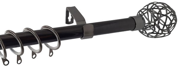 Κουρτινόξυλο Φ19mm Μονό Επεκτεινόμενο 120-210cm Με Άκρα Grace Nickel Black 997436