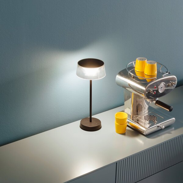 FH Lighting Schöner Wohnen LED-Akku-Τραπεζοκαλύμματα Torre, IP44, Dimmer, ρυθμιζόμενος, Μαύρο, Σαλόνι / τραπεζαρία, Μέταλλο, σύγχρονο