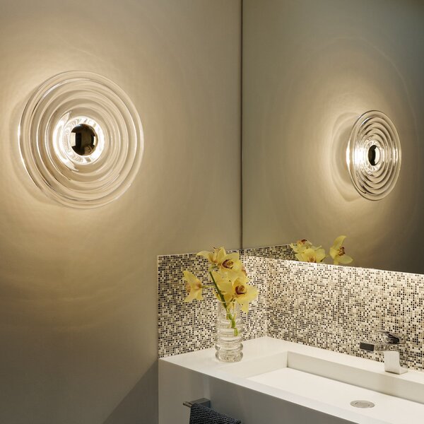 Tom Dixon LED απλίκι τοίχου Press Large, διαφανές, 35 cm 937 IP55, ρυθμιζόμενος, Διαφανές, Γυαλί, σχεδιασμός