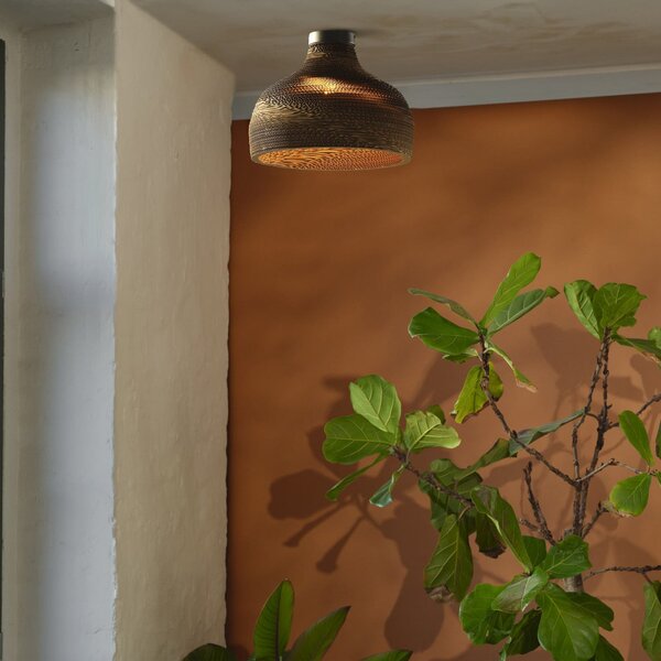 OSRAM Φωτιστικό οροφής HAT, καφέ, Ø 36 cm, κυματοειδές χαρτόνι, E27, ρυθμιζόμενος, Καφέ / Σκουριάς, Σαλόνι / τραπεζαρία, Χαρτί / χαρτόνι