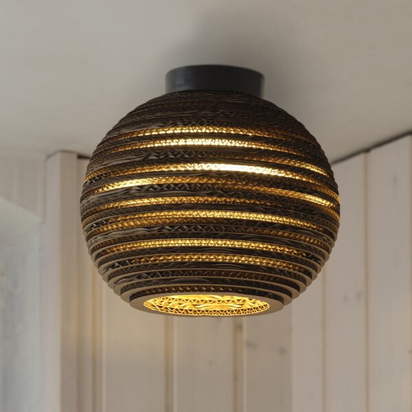 OSRAM Φωτιστικό οροφής BALL, καφέ, Ø 26 cm, κυματοειδές χαρτόνι, E27, ρυθμιζόμενος, Καφέ / Σκουριάς, Σαλόνι / τραπεζαρία, Χαρτί / χαρτόνι