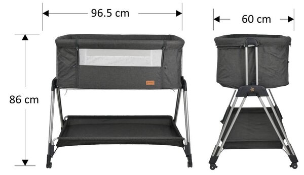 Λίκνο (0-6 Μηνών/Έως 9kg) Bebe Stars Pearl Graphite 845-186