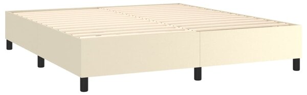 VidaXL Κρεβάτι Boxspring με Στρώμα Κρεμ 160x200εκ. από Συνθετικό Δέρμα