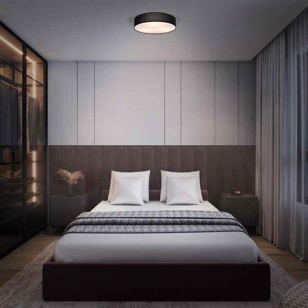 OSRAM Φωτιστικό οροφής ORBIS PARIS, μαύρο, Ø 40 cm Υφασμάτινο E27, ρυθμιζόμενος, Μαύρο, Σαλόνι / τραπεζαρία, Ύφασμα / Κλωστοϋφαντουργία, σύγχρονο